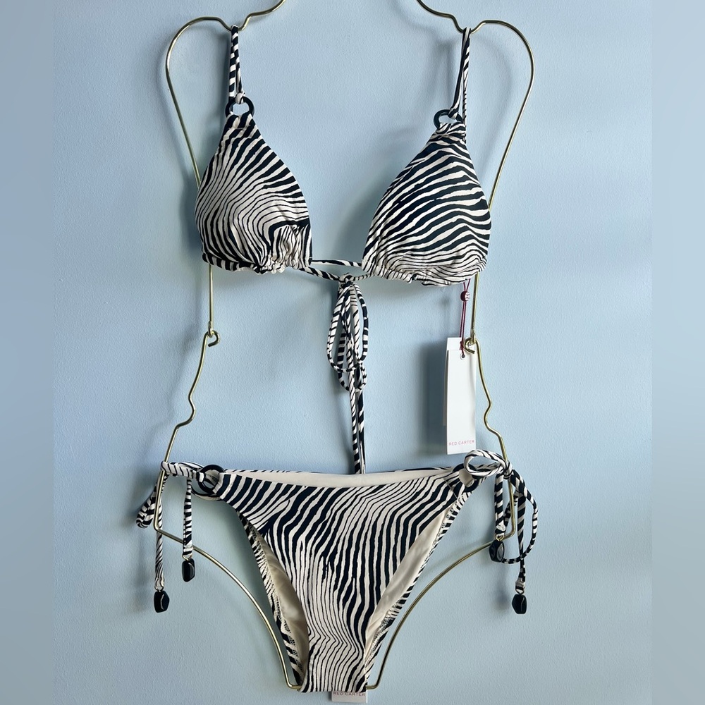 Red Carter High Contrast Triangle Bikini Top, Bottoms & Coverup Size Small